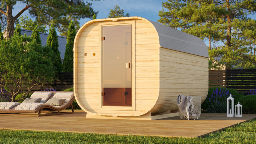 Barrel Sauna Quadro 3" 4 personen + 9 kW kachel - Sauna Service