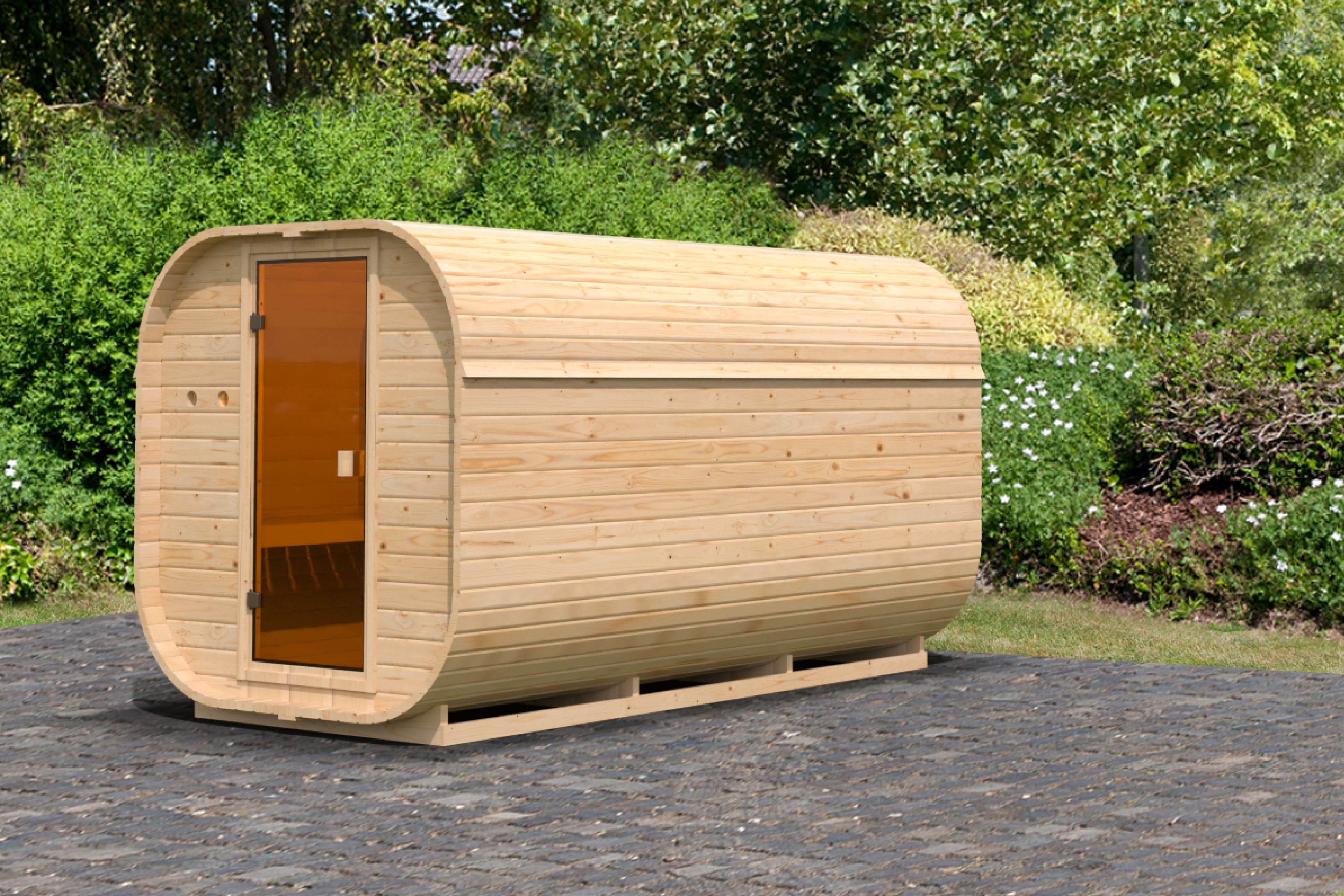 Barrel Sauna Quadro 3" 4 personen + 9 kW kachel - Sauna Service