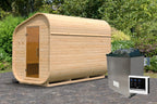 "Barrel sauna asymmetrisch 3" 4 personen 9 kW oven (Fins) + bedieningseenheid - Sauna Service