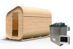"Barrel sauna asymmetrisch 3" 4 personen 9 kW oven (Fins) + bedieningseenheid - Sauna Service