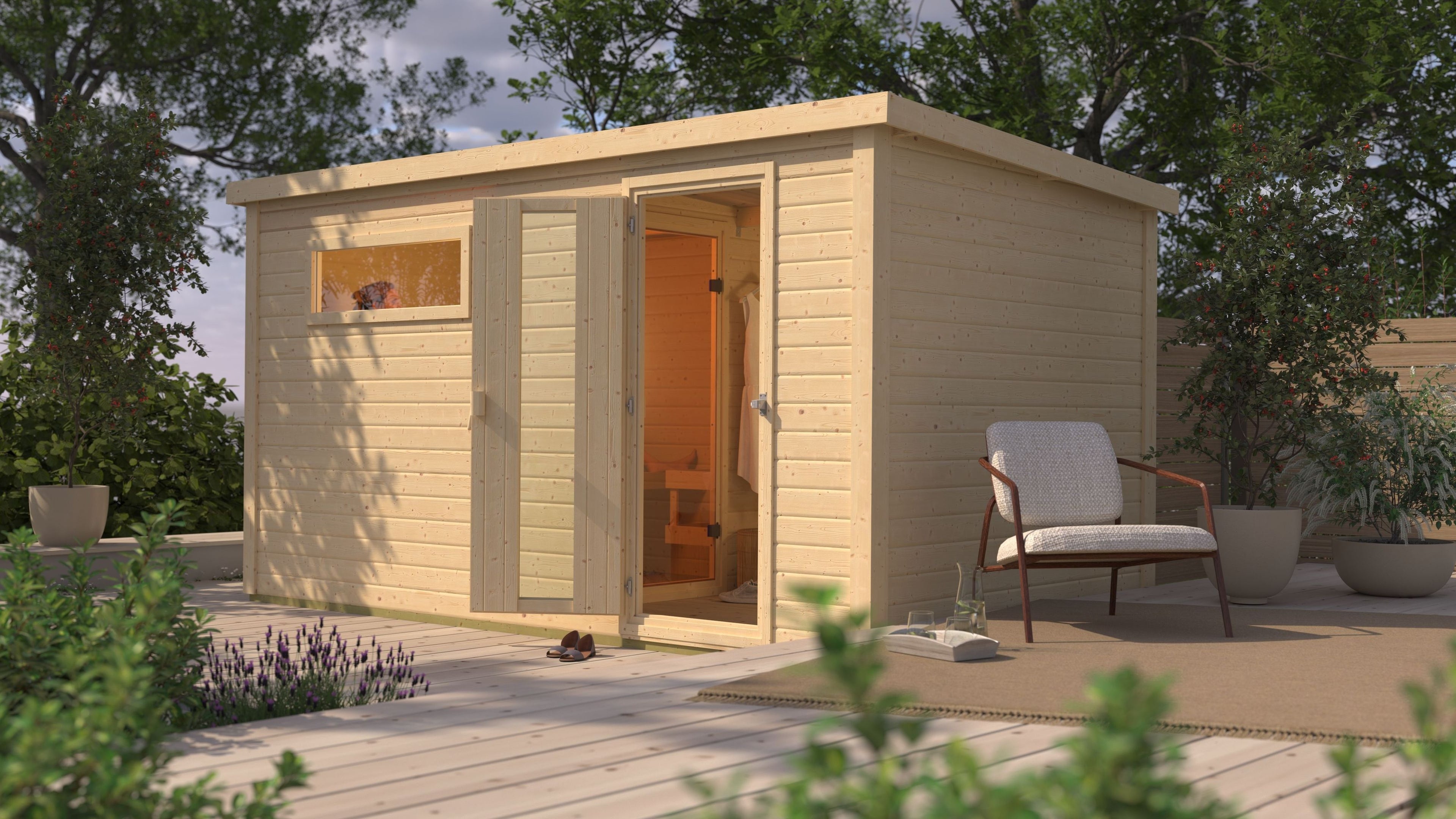 tuinsauna "Sauna House Hytti 6" met voorruimte, 5 personen, natuurlijk, zonder kachel - Sauna Service