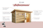 Tuinsauna "Sauna House Skrollan 2 met voorkamer" 4 personen, zonder kachel, deur van matglas