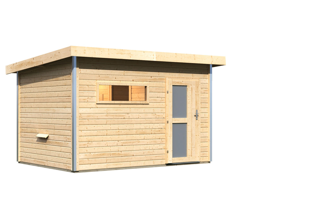 Tuinsauna "Sauna House Skrollan 2 met voorkamer" 4 personen, zonder kachel, deur van matglas