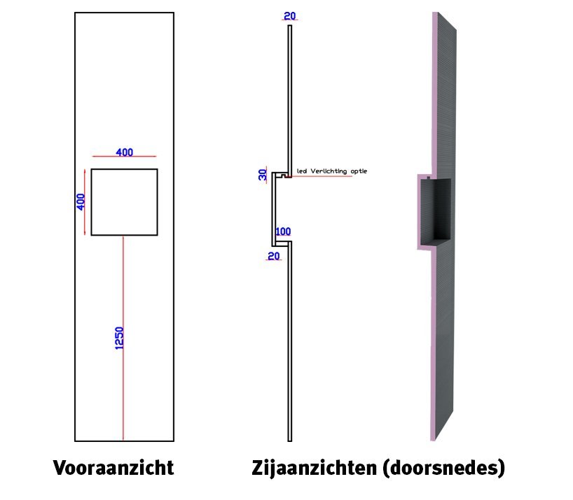 HUGO nis-plaat 2600x600 voor 2 cm plaat - Sauna Service