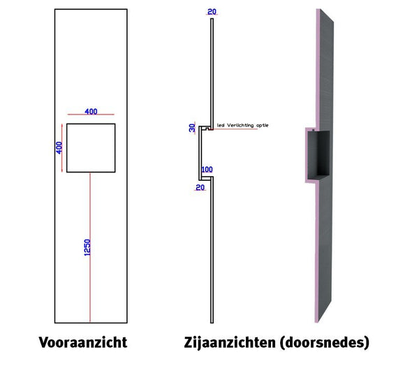 HUGO nis-plaat 2600x600 voor 2 cm plaat - Sauna Service