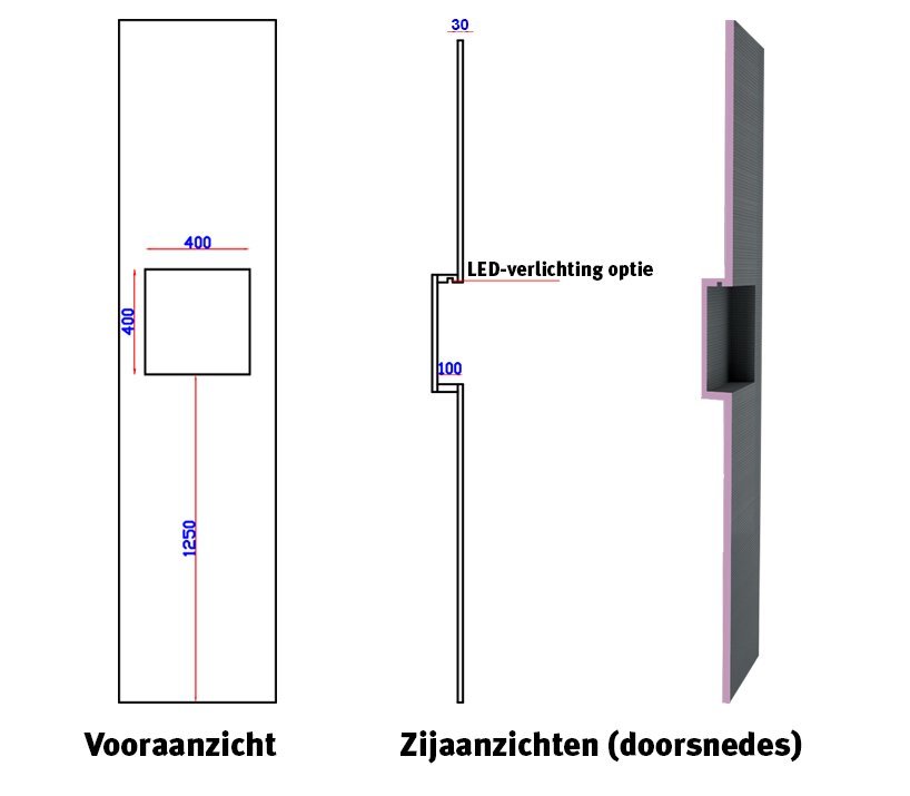 HUGO nis-plaat 2600x600 voor 3 cm plaat - Sauna Service