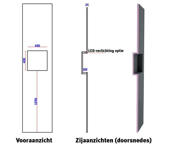 HUGO nis-plaat 2600x600 voor 3 cm plaat - Sauna Service