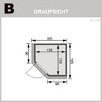 "Sauna Larin" voor 2 personen, zonder oven, glazen deur (transparant) met dakrand. - Sauna Service