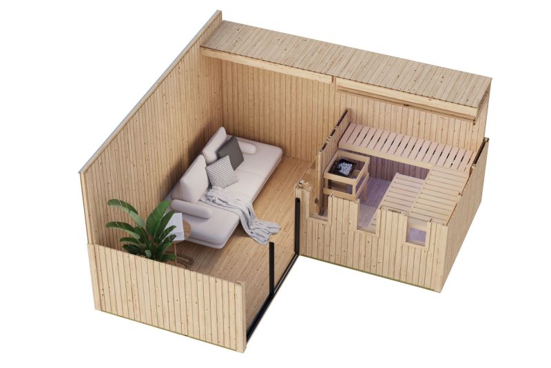 tuinsauna "Sauna House Paradise" met voorkamer, 5 personen, zonder kachel