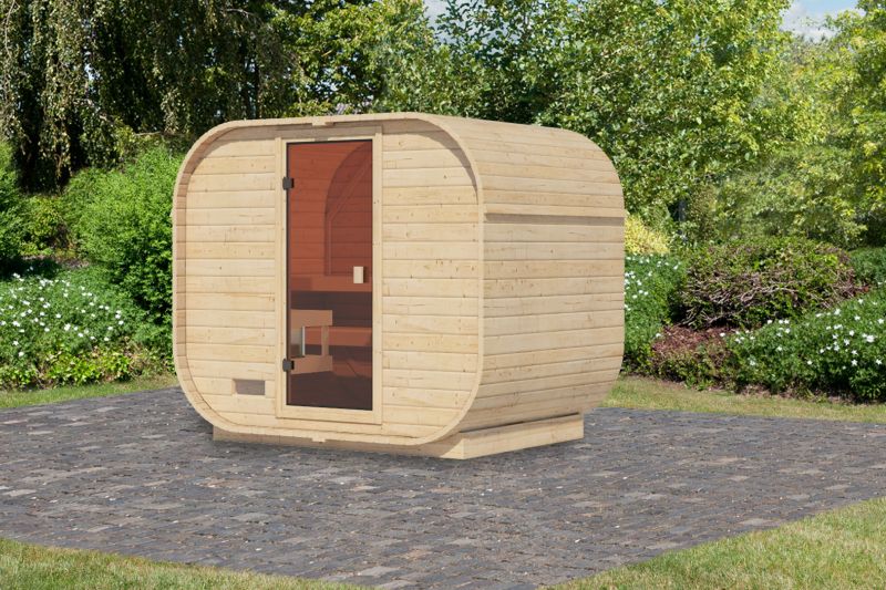 Barrel Sauna Quadro 1 Plus" voor 3-4 personen zonder oven - Sauna Service