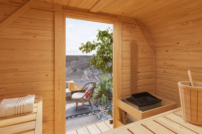 Barrel Sauna Quadro 1 Plus" voor 3-4 personen zonder oven - Sauna Service