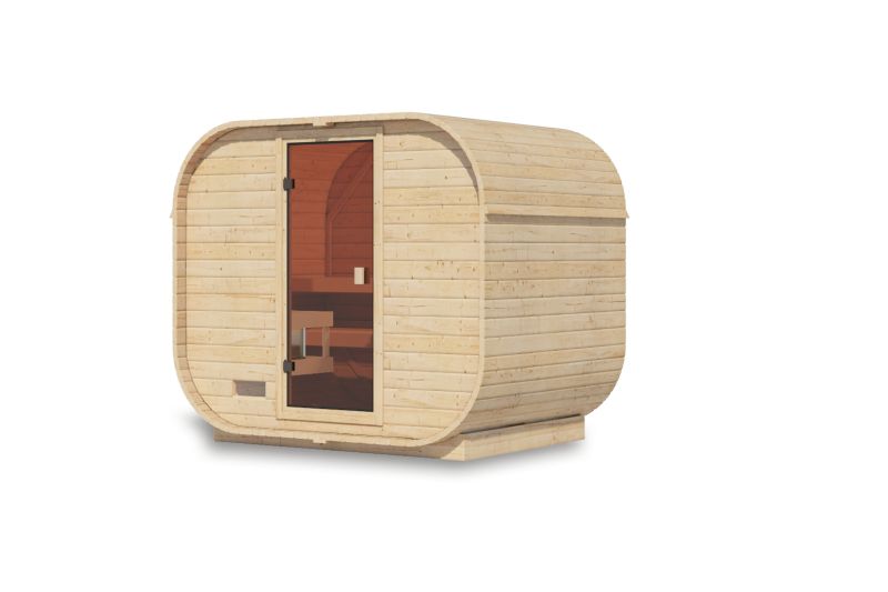 Barrel Sauna Quadro 1 Plus" voor 3-4 personen zonder oven - Sauna Service